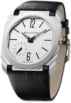 Thumbnail for your product : Bvlgari Octo Steel & Leather Strap Watch