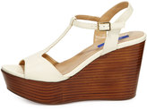Thumbnail for your product : Dee Keller Stephanie Leather T-Strap Wedge Sandal, Cream