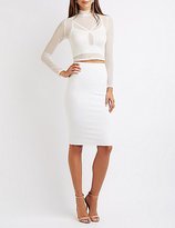 Thumbnail for your product : Charlotte Russe Sheer Mesh Layered Crop Top