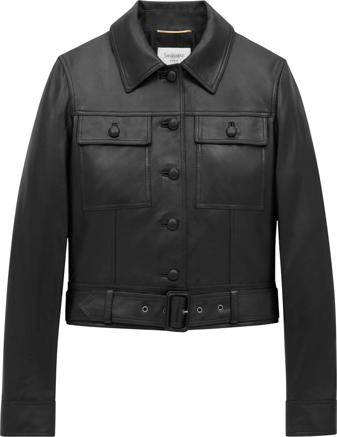 Saint Laurent Leather Cropped Jacket