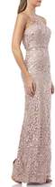 Thumbnail for your product : JS Collections 3D Embroidered Mesh Evening Dress