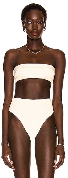 【関税込み】Haight ベージュ Gabi リブ スイムウェア Haight Ribbed Straight Gabi Bikini Top in Cream - ShopStyle