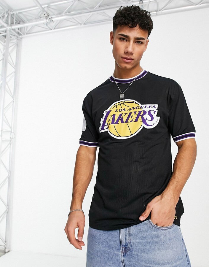 New Era LA Lakers applique mesh oversized t-shirt in black - ShopStyle