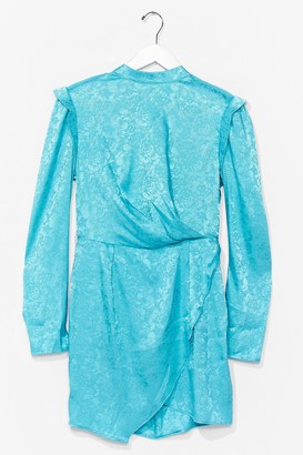 Nasty Gal Womens Jacquard Asymetric Wrap Mini Dress - Teal