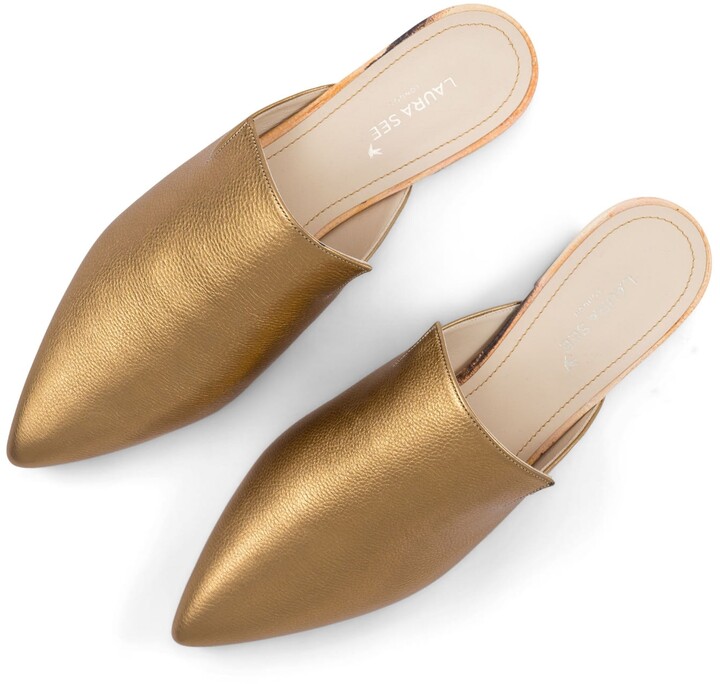 bronze flat shoes