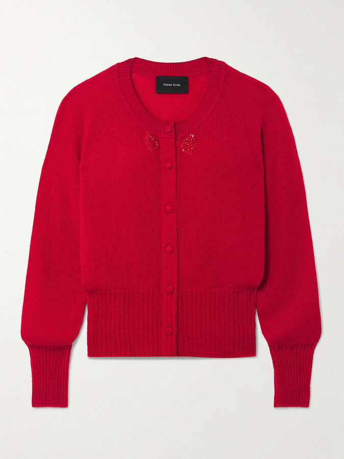 Simone Rocha Bead-embellished Cashmere Cardigan - Red