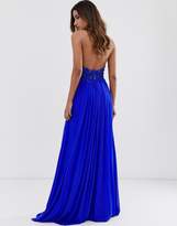 Thumbnail for your product : Jovani halter neckline maxi dress with lace detail