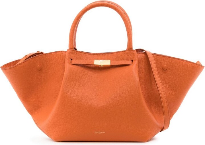 DEMELLIER Midi New York Buckle Leather Tote Bag for Women