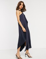 Thumbnail for your product : ASOS DESIGN drape midi satin dress with clasp and strap detail