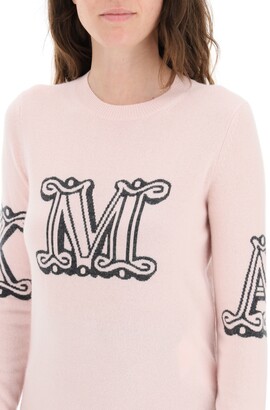 Max Mara CANNES SWEATER WITH M LOGO L Pink,Black Cashmere