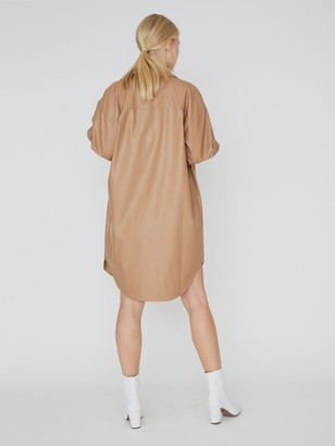 Designers Remix Marie Faux Leather Shirt Dress