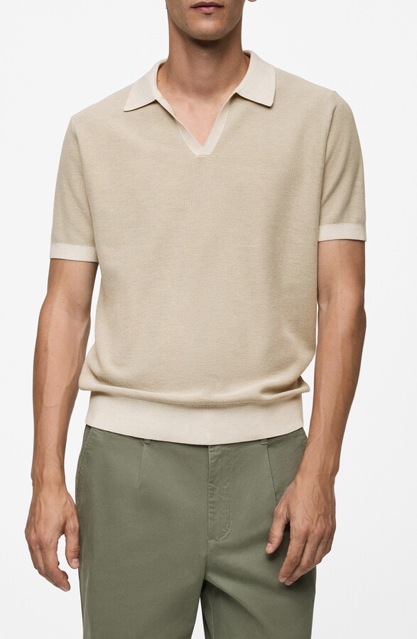 MANGO Structured Contrast Polo Shirt