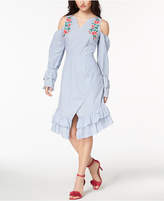 Thumbnail for your product : XOXO Juniors' Striped Embroidered Wrap Dress