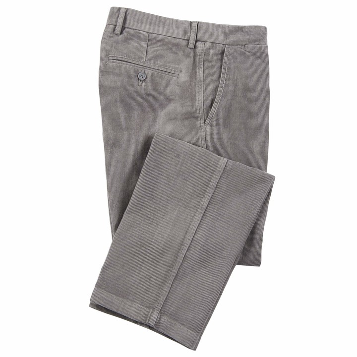 Samuel Windsor Men's Slim-Fit Needle 11 Wale Corduroy Trousers Grey ...