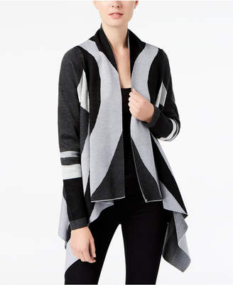 INC International Concepts Printed Asymmetrical Cardigan, Created for Macy's