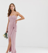 Thumbnail for your product : TFNC bridesmaid exclusive bandeau wrap midaxi dress with pleated detail in pink
