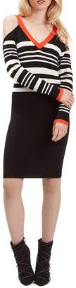 Jane Norman Monochrome & Red Buckle Shoulder Dress
