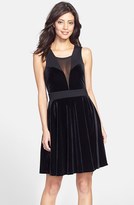 Thumbnail for your product : Nordstrom FELICITY & COCO Mesh Inset Velvet Fit & Flare Dress Exclusive)