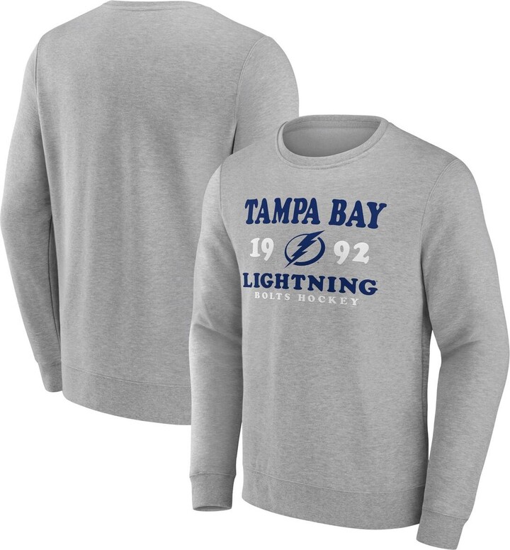 Men's Fanatics Branded Heather Charcoal Tampa Bay Lightning Stacked Long Sleeve Hoodie T-Shirt Size: Small