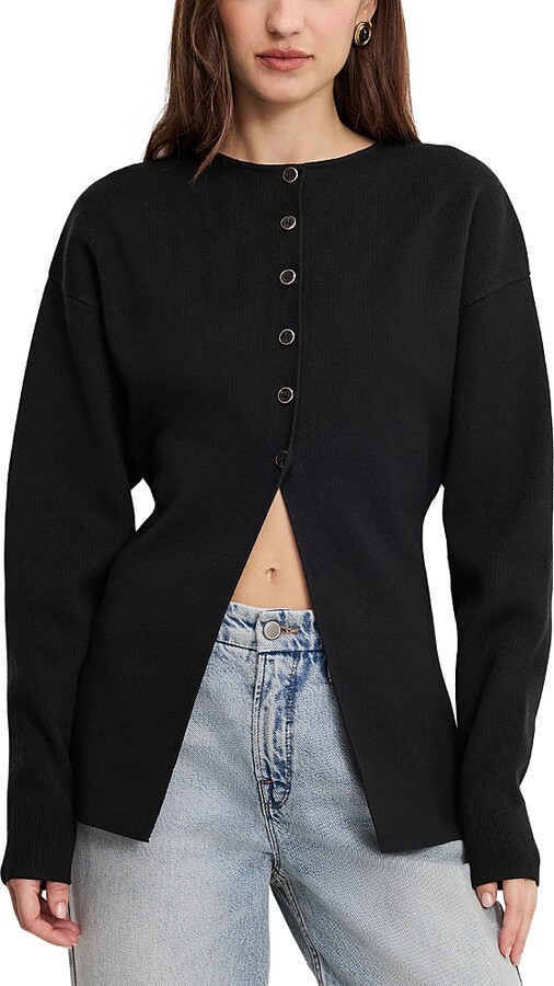 Good American Exaggerated Sleeve Cardigan Sweater