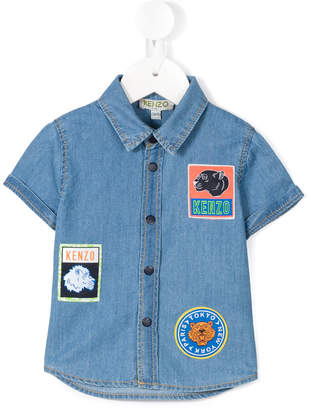 Kenzo Kids patch detailed denim shirt