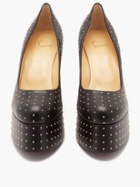 Thumbnail for your product : Christian Louboutin Foolish 130 Studded Leather Platform Pumps - Black Gold