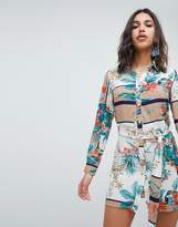Thumbnail for your product : Love & Other Things Floral Print Front Tie Shirt Dress