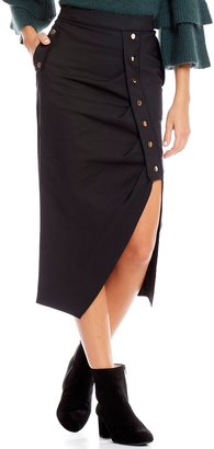 Gianni Bini Camille Asymmetrical Hem Button Front Skirt