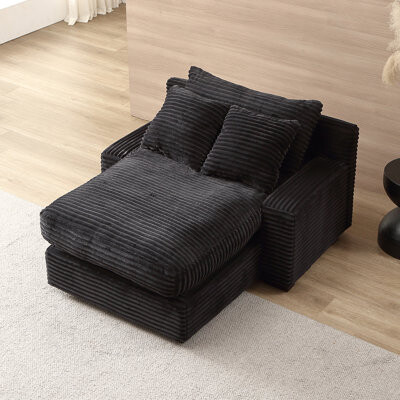 George Oliver Modern Style + Corduroy + Black + Standard + for Sofa bed