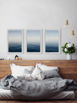 Marmont Hill Deep Blue Sea View - 3 Piece Single Picture Frame Print Set