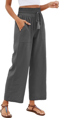 OGLCCG Women's Plus Size Loungewear Set 2 Piece Cotton Linen Short Sleeve  Tops with Wide Leg Long Pants Outfit Casual Loose Streetwear 