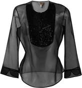 Thumbnail for your product : Armani Collezioni three-quarters sleeve sheer blouse