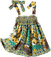 Thumbnail for your product : Dolce & Gabbana Signature print cotton poplin dress with smocks - Yellow and green