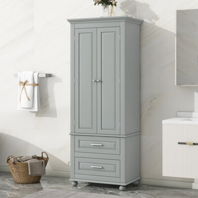 Latitude Run Tall Storage Cabinet With Two Drawers For Bathroom/Office