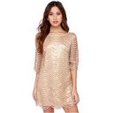 Thumbnail for your product : MiN New York Qiao Women Plus Size Sequin Dress Crewneck Half Sleeve Stripe Party Prom Shift Dresses