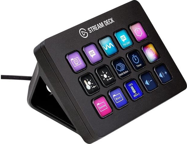 fanic Stream Deck MK.2 Studio Controller, 15 macro keys, trigger actions in apps and software like OBS, Twitch, ?YouTube and more, works with Mac and PC