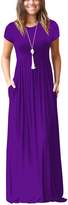 Thumbnail for your product : ZIOOER Women Short Sleeve Loose Plain Maxi Dresses Casual Long Pockets Dresses Blue M