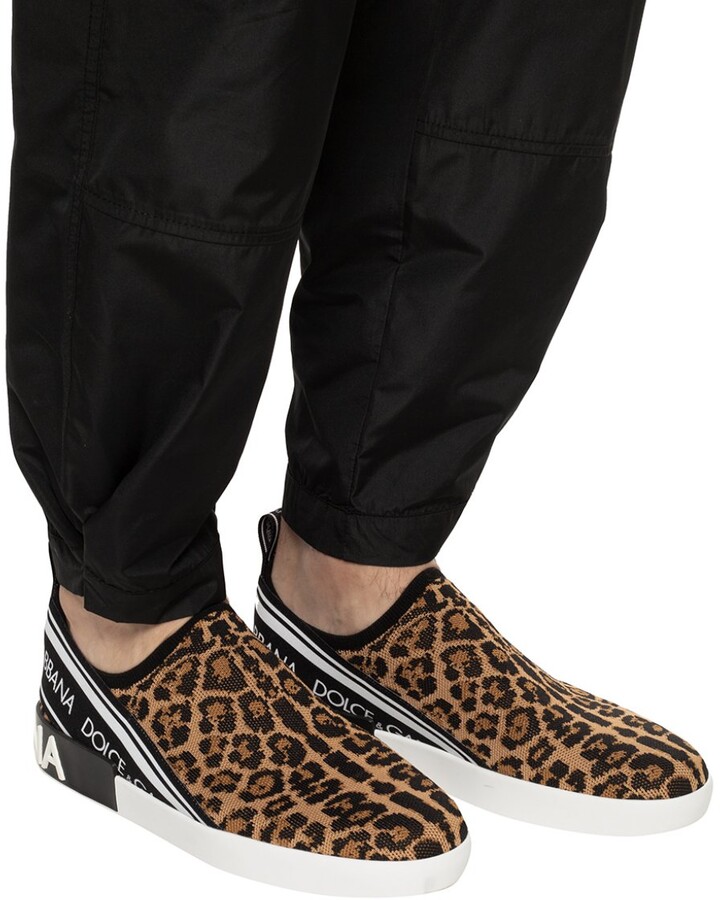 Dolce & Gabbana Leopard Motif Slip-on Sneakers Men's Brown - ShopStyle