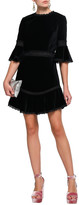 Thumbnail for your product : Alice + Olivia Lace-trimmed Velvet Mini Dress
