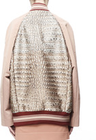 Thumbnail for your product : Stella McCartney Amelia Croc Jacquard Cady-Sleeve Varsity Jacket
