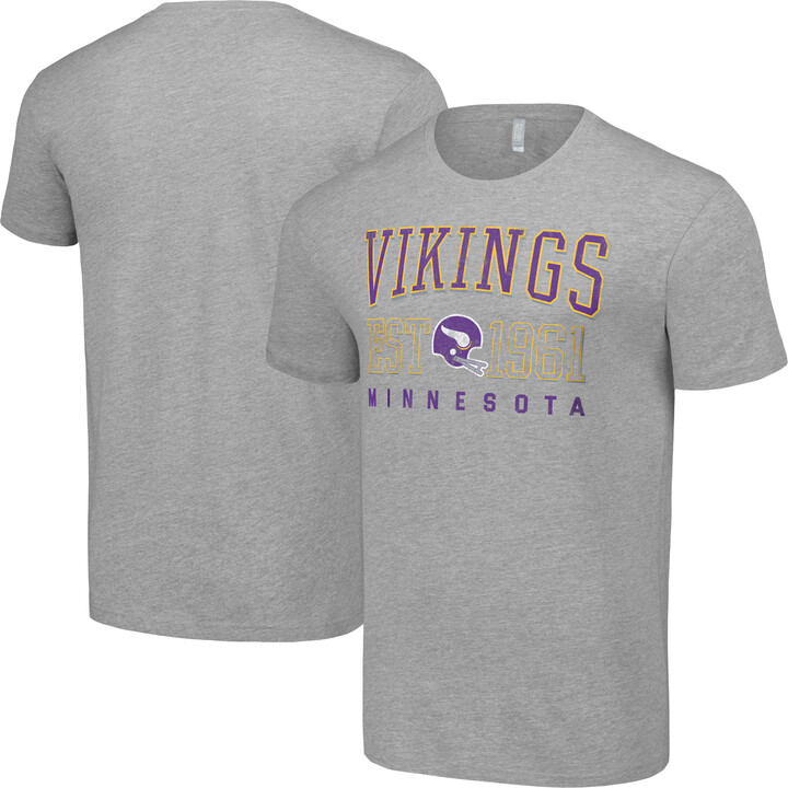 Men's Starter Heather Gray Minnesota Vikings Throwback Logo T-Shirt