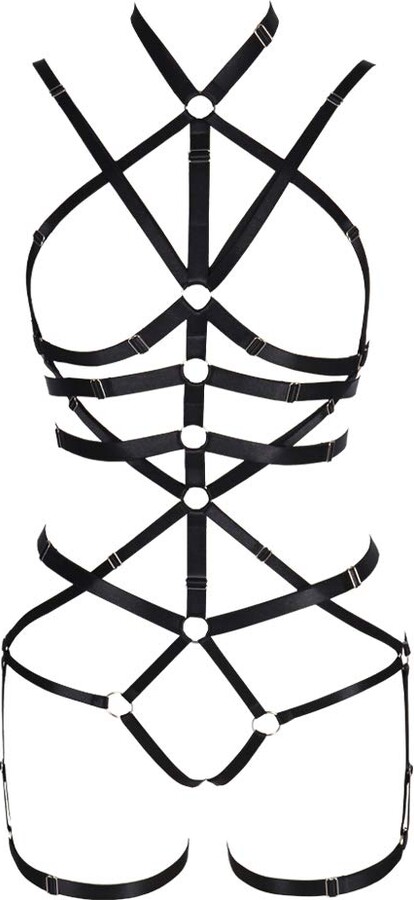 Women's Adjustable Body Harness - Strappy Garter Belt With High Waist & Thigh Straps