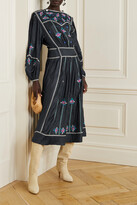 Thumbnail for your product : Isabel Marant Caroline Embroidered Silk-satin Midi Dress - Charcoal