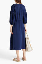 Thumbnail for your product : Raquel Allegra Gathered silk and cotton-blend midi dress