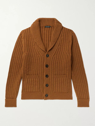 Tom Ford Shawl-Collar Ribbed Cashmere Cardigan - Men - Brown - IT 50