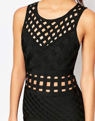 Wow Couture Criss Cross Detail Bandage Midi Dress