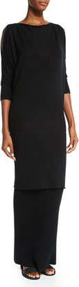 Donna Karan Ribbed-Top Long Cashmere Skirt, Black