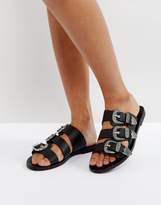 Thumbnail for your product : Sol Sana Peggy Black Leather Western Slide Sandals
