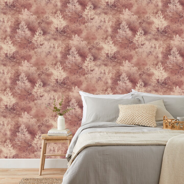 Dunelm Textured Trees Wallpaper Terracotta ShopStyle Hanukkah Decorations