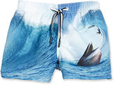 Thumbnail for your product : Molo Niko Surfer-Meets-Whale Swim Trunks, Blue Pattern, Size 18 Months-14